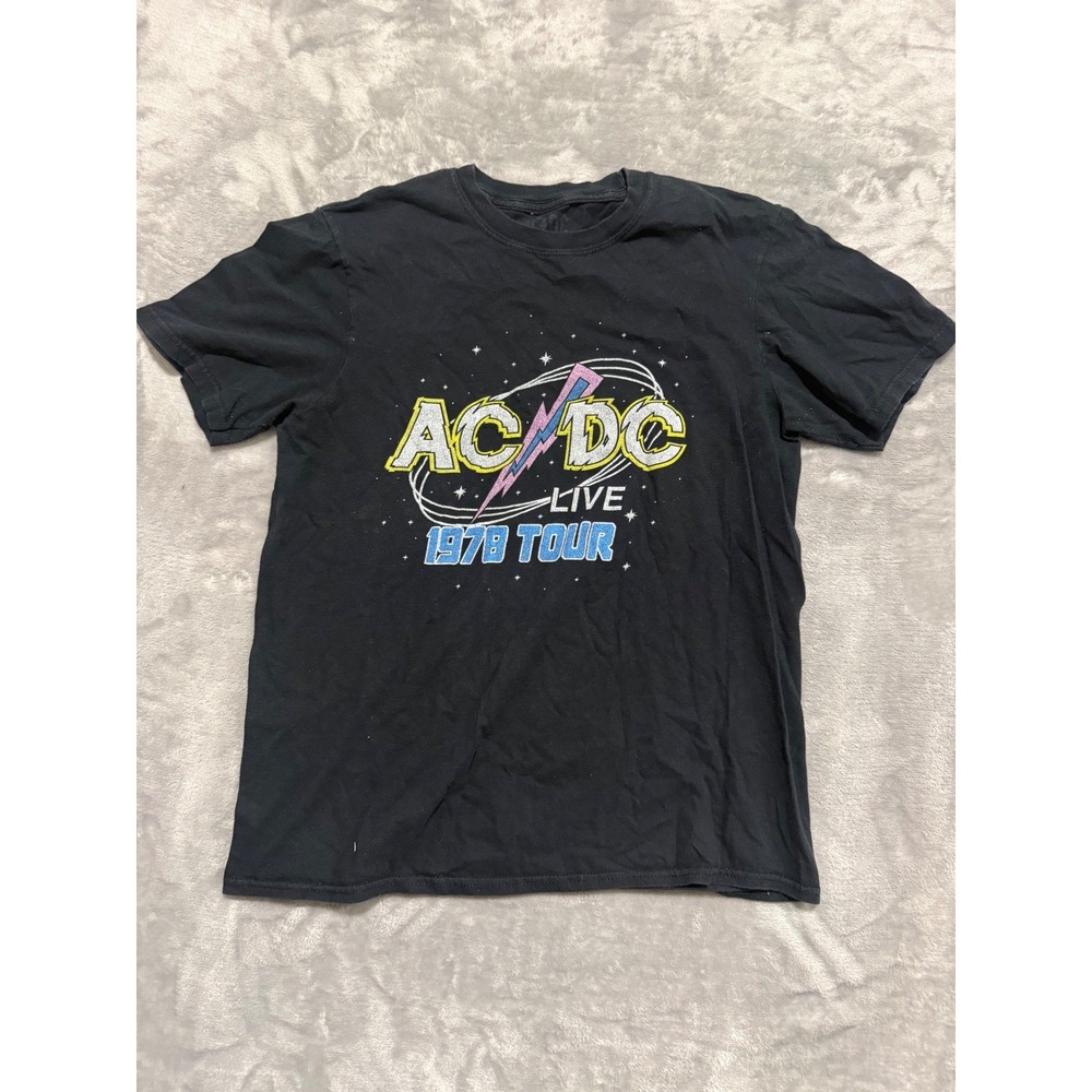 Goodie Two Sleeves AC/DC T-Shirt Mens M Black Live 1978 Tour Graphic Band Tee